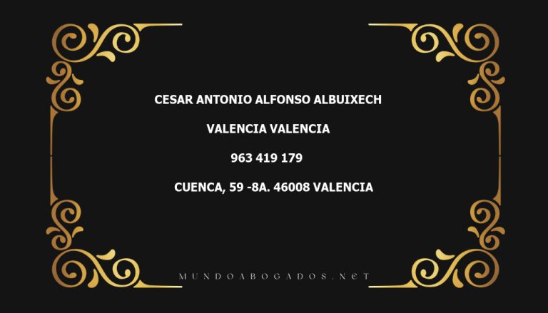 abogado Cesar Antonio Alfonso Albuixech en la localidad de Valencia