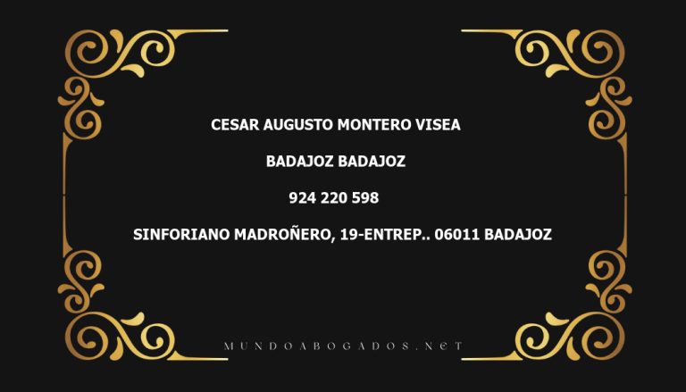 abogado Cesar Augusto Montero Visea en la localidad de Badajoz