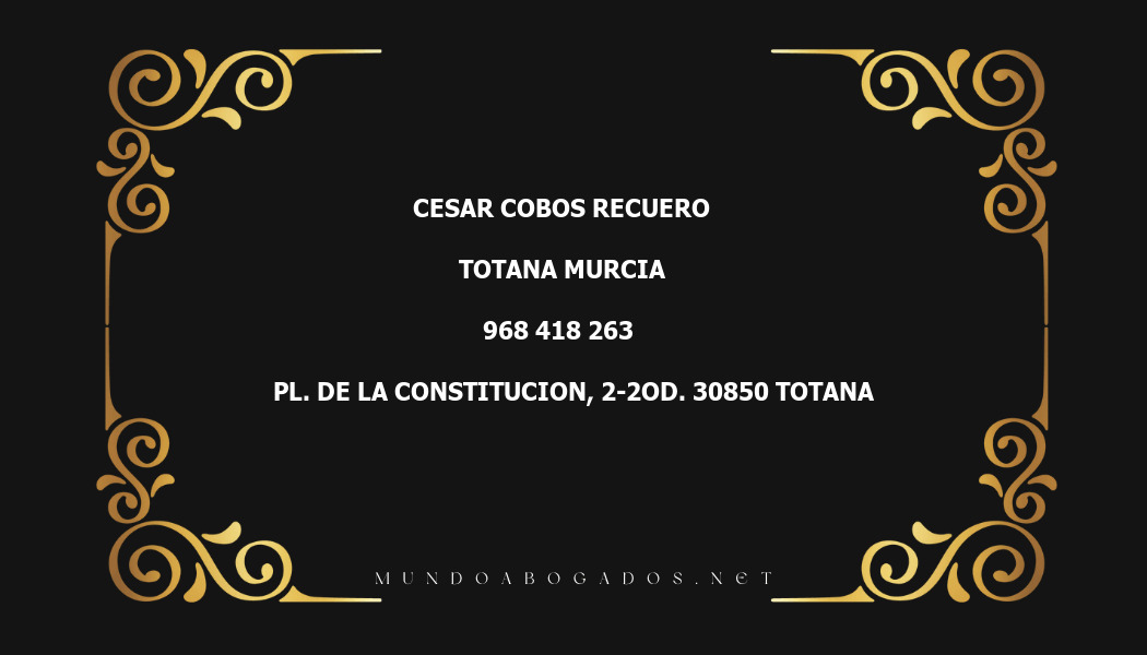 abogado Cesar Cobos Recuero en la localidad de Totana