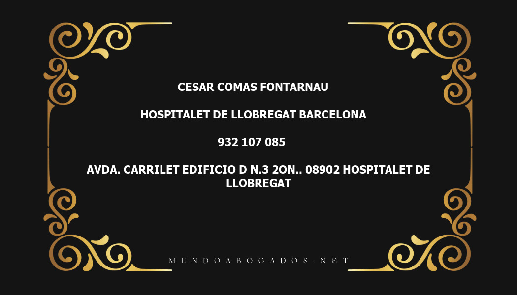 abogado Cesar Comas Fontarnau en la localidad de Hospitalet de Llobregat