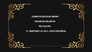 abogado Cesar De Nicolas Ordax en la localidad de Palencia