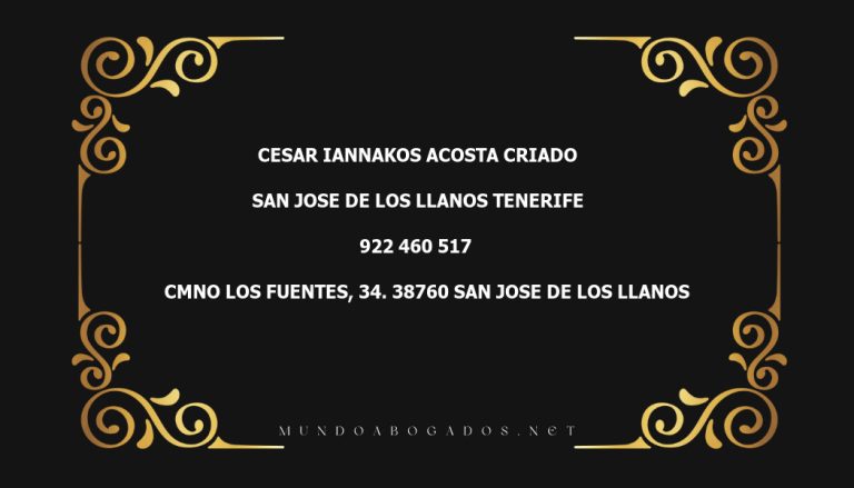 abogado Cesar Iannakos Acosta Criado en la localidad de San Jose de Los Llanos