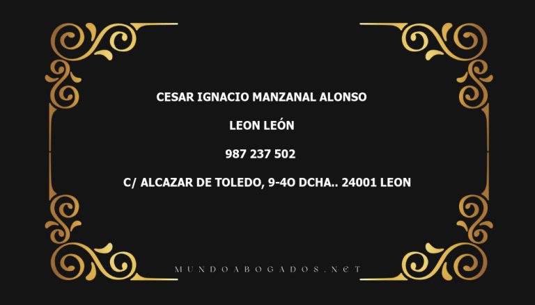 abogado Cesar Ignacio Manzanal Alonso en la localidad de Leon