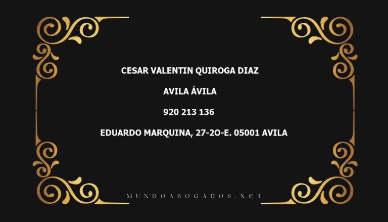 abogado Cesar Valentin Quiroga Diaz en la localidad de Avila