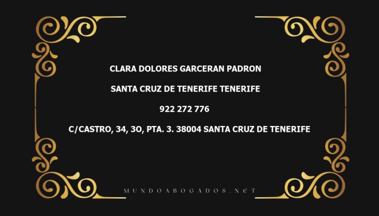 abogado Clara Dolores Garceran Padron en la localidad de Santa Cruz de Tenerife