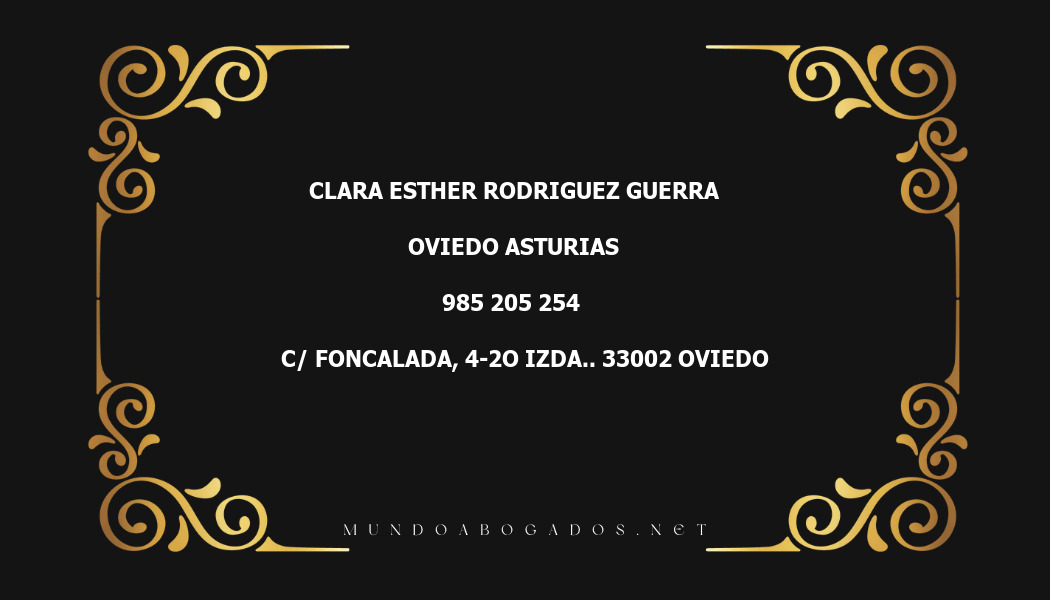 abogado Clara Esther Rodriguez Guerra en la localidad de Oviedo