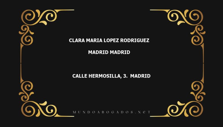 abogado Clara Maria Lopez Rodriguez en la localidad de Madrid