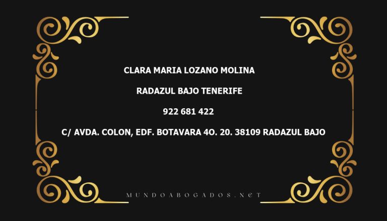 abogado Clara Maria Lozano Molina en la localidad de Radazul Bajo