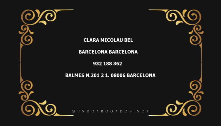 abogado Clara Micolau Bel en la localidad de Barcelona