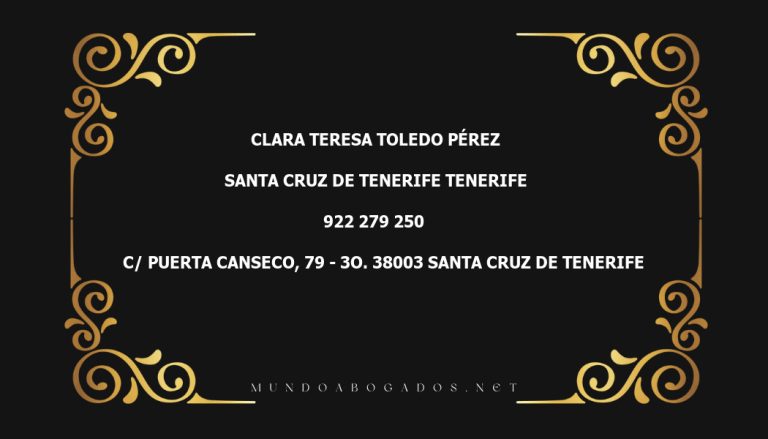 abogado Clara Teresa Toledo Pérez en la localidad de Santa Cruz de Tenerife