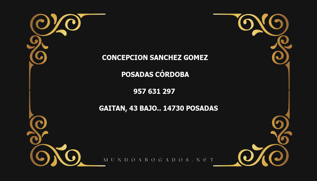 abogado Concepcion Sanchez Gomez en la localidad de Posadas