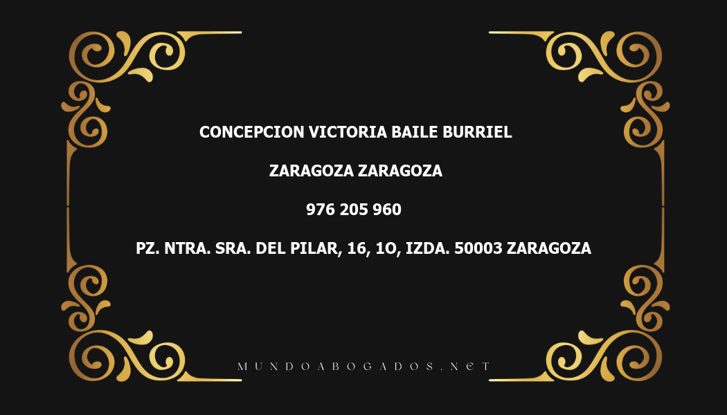 abogado Concepcion Victoria Baile Burriel en la localidad de Zaragoza