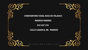 abogado Constantino Vidal Ruiz De Velasco en la localidad de Madrid