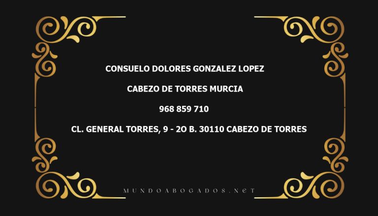 abogado Consuelo Dolores Gonzalez Lopez en la localidad de Cabezo de Torres