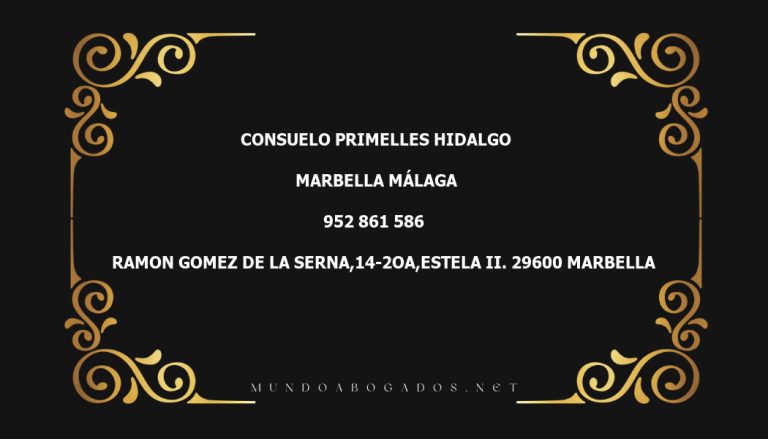 abogado Consuelo Primelles Hidalgo en la localidad de Marbella