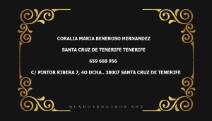 abogado Coralia Maria Beneroso Hernandez en la localidad de Santa Cruz de Tenerife