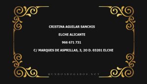 abogado Cristina Aguilar Sanchis en la localidad de Elche