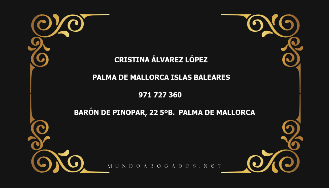 abogado Cristina Álvarez López en la localidad de Palma de Mallorca