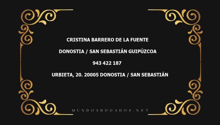 abogado Cristina Barrero De La Fuente en la localidad de Donostia / San Sebastián