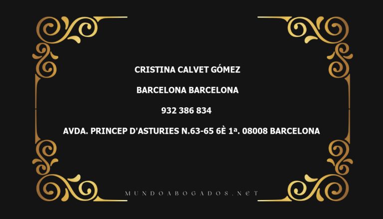 abogado Cristina Calvet Gómez en la localidad de Barcelona