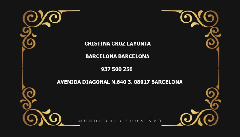 abogado Cristina Cruz Layunta en la localidad de Barcelona