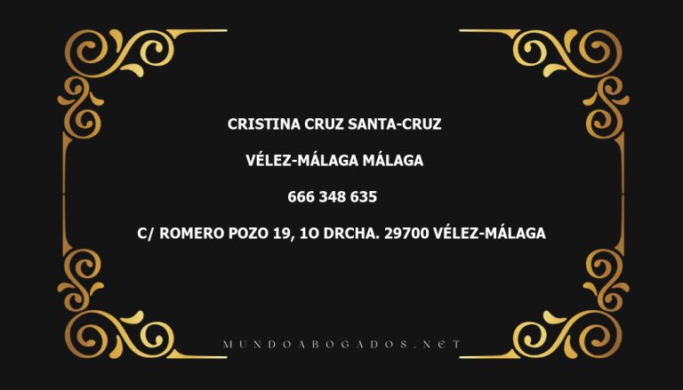 abogado Cristina Cruz Santa-Cruz en la localidad de Vélez-Málaga