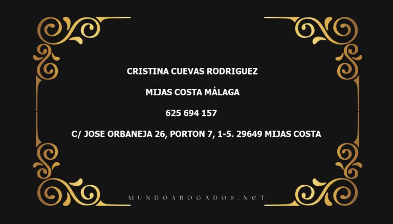 abogado Cristina Cuevas Rodriguez en la localidad de Mijas Costa