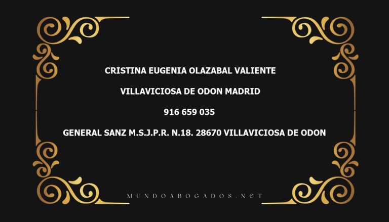 abogado Cristina Eugenia Olazabal Valiente en la localidad de Villaviciosa de Odon