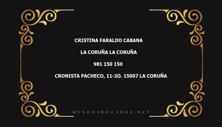 abogado Cristina Faraldo Cabana en la localidad de La Coruña