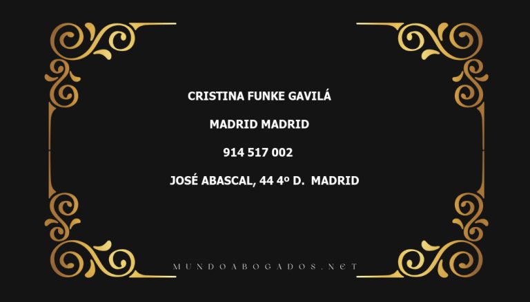 abogado Cristina Funke Gavilá en la localidad de Madrid