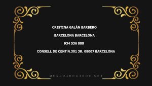 abogado Cristina Galán Barbero en la localidad de Barcelona