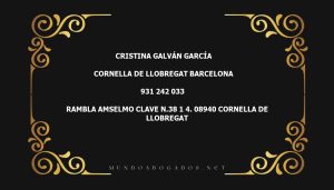 abogado Cristina Galván García en la localidad de Cornella de Llobregat