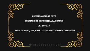 abogado Cristina Goldar Soto en la localidad de Santiago de Compostela