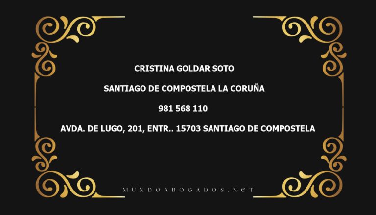 abogado Cristina Goldar Soto en la localidad de Santiago de Compostela