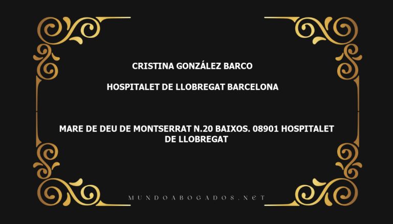 abogado Cristina González Barco en la localidad de Hospitalet de Llobregat