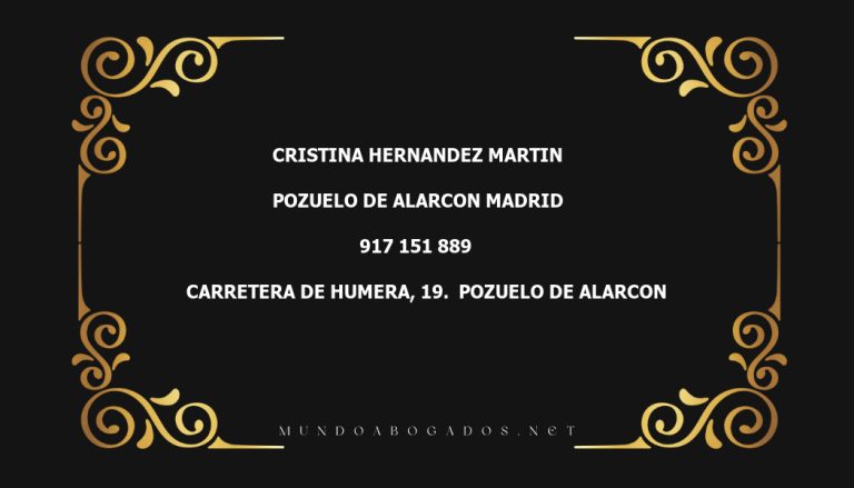 abogado Cristina Hernandez Martin en la localidad de Pozuelo de Alarcon