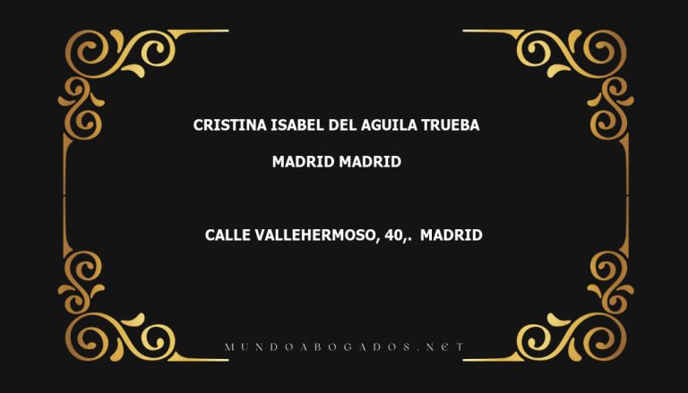 abogado Cristina Isabel Del Aguila Trueba en la localidad de Madrid