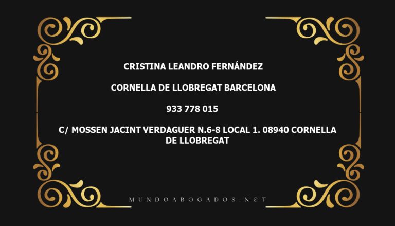 abogado Cristina Leandro Fernández en la localidad de Cornella de Llobregat