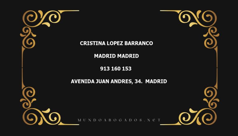 abogado Cristina Lopez Barranco en la localidad de Madrid