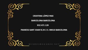 abogado Cristina López Mas en la localidad de Barcelona