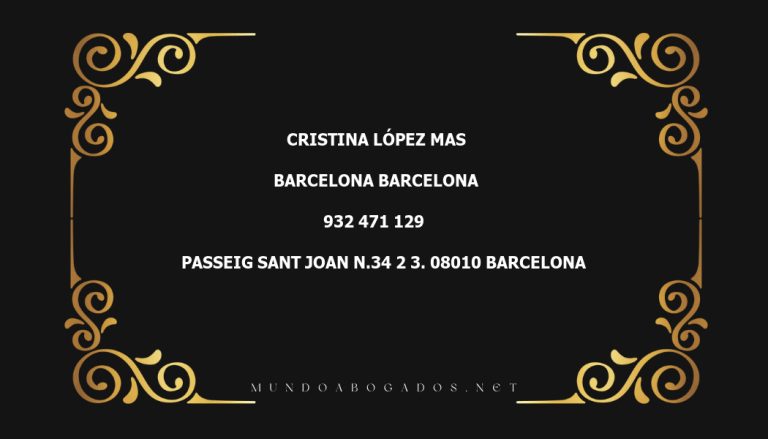 abogado Cristina López Mas en la localidad de Barcelona