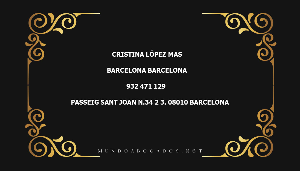 abogado Cristina López Mas en la localidad de Barcelona