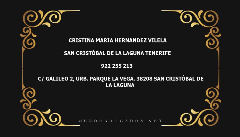 abogado Cristina Maria Hernandez Vilela en la localidad de San Cristóbal de La Laguna