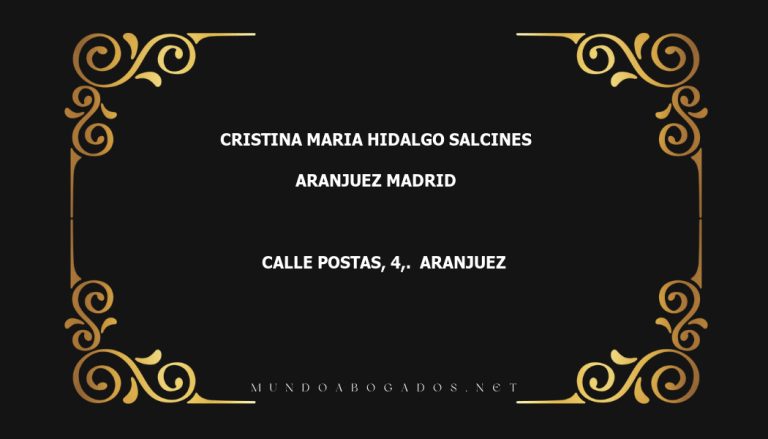 abogado Cristina Maria Hidalgo Salcines en la localidad de Aranjuez