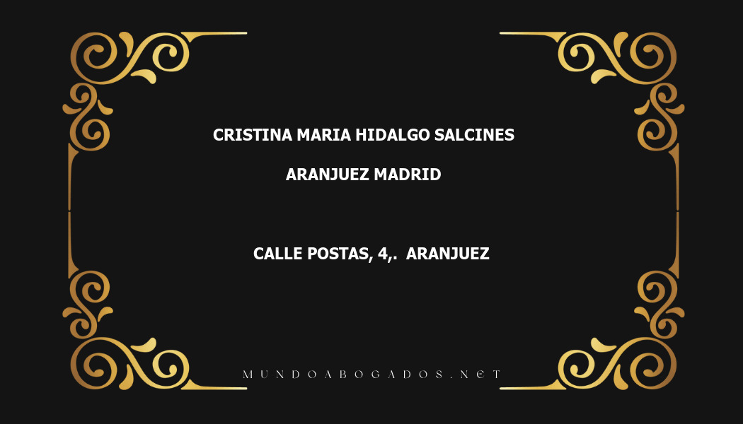 abogado Cristina Maria Hidalgo Salcines en la localidad de Aranjuez