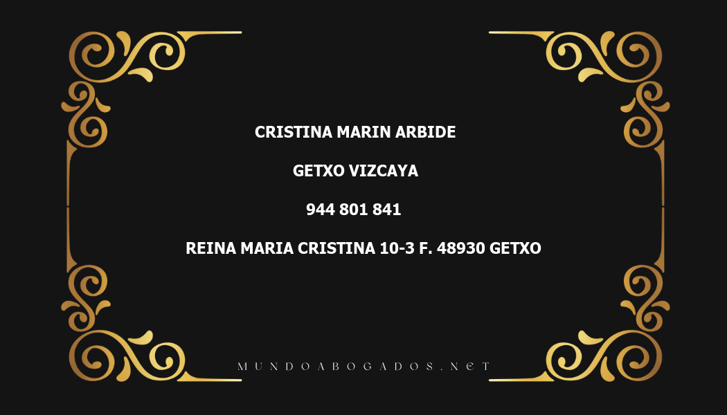 abogado Cristina Marin Arbide en la localidad de Getxo