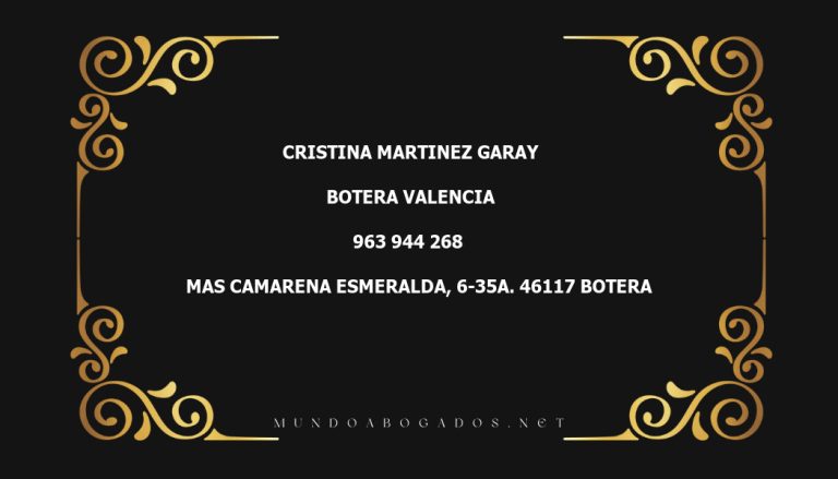 abogado Cristina Martinez Garay en la localidad de Botera