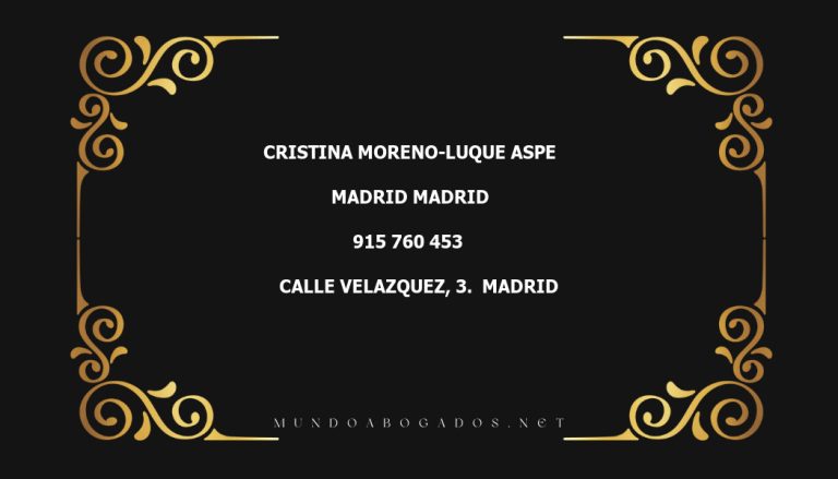 abogado Cristina Moreno-Luque Aspe en la localidad de Madrid