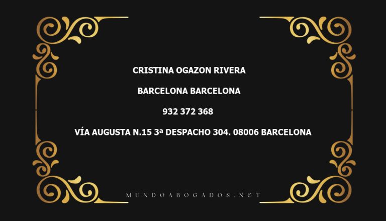 abogado Cristina Ogazon Rivera en la localidad de Barcelona