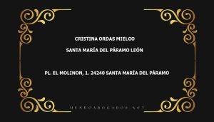 abogado Cristina Ordas Mielgo en la localidad de Santa María del Páramo